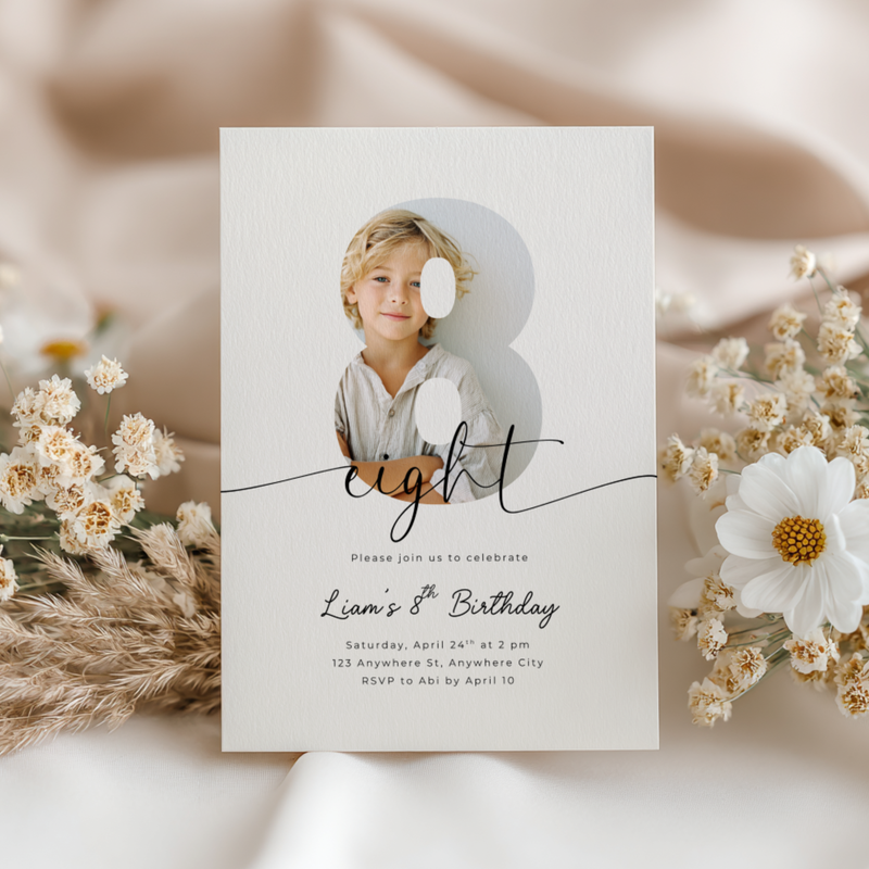 8th Birthday Invitation with Photo L91