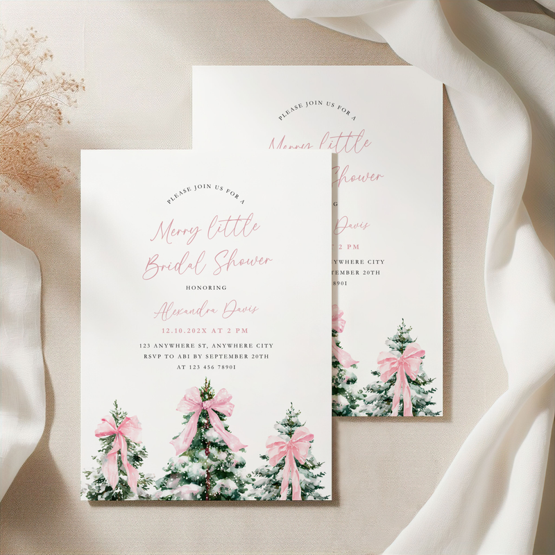 A Merry Little Bridal Shower Invitation Template Pink L38