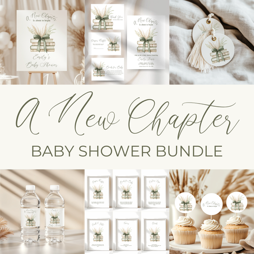 Baby Shower Mega Bundle - Storybook A New Chapter Sage Green Boho BS72