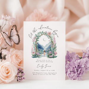 The Adventure Begins Baby Shower Invitation Girl BS271