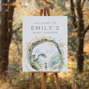 Baby Shower Welcome Sign - Let The Adventure Begin Fantasy Dragon BS198