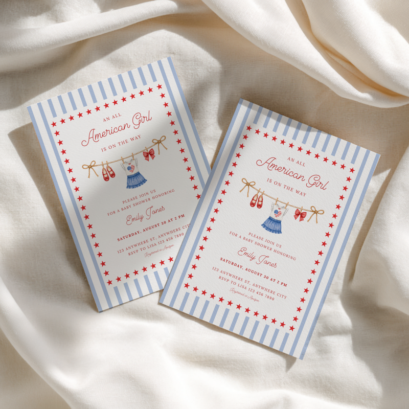 All American Girl Baby Shower Invitation BS305