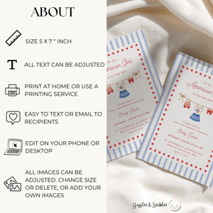 All American Girl Baby Shower Invitation BS305