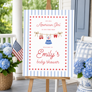 All American Girl Baby Shower Welcome Sign BS305