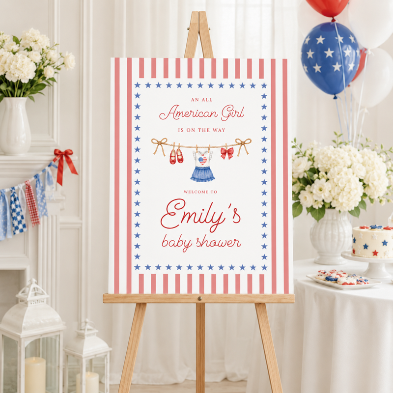 All American Girl Baby Shower Welcome Sign BS305