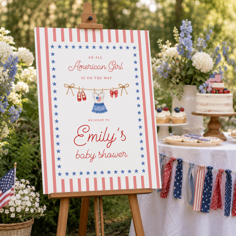 All American Girl Baby Shower Welcome Sign BS305