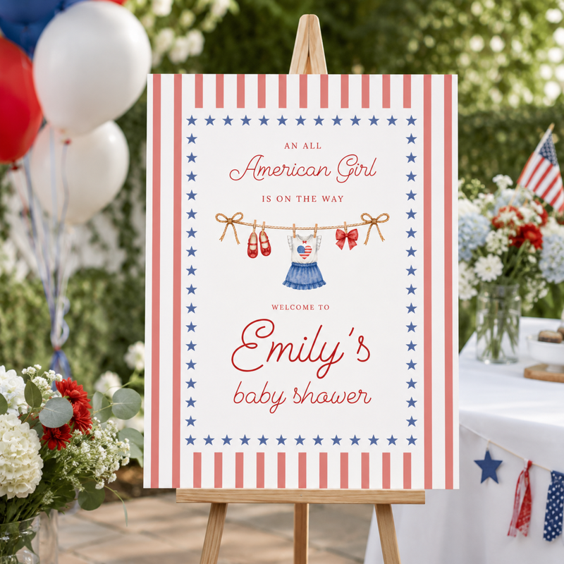All American Girl Baby Shower Welcome Sign BS305