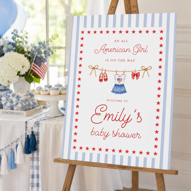 All American Girl Baby Shower Welcome Sign BS305