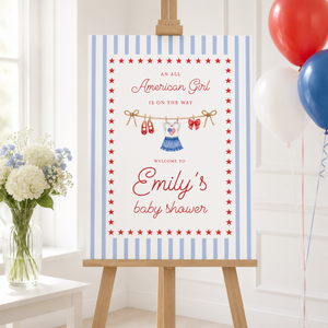 All American Girl Baby Shower Welcome Sign BS305