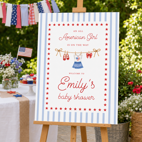 All American Girl Baby Shower Welcome Sign BS305