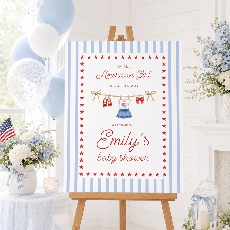 All American Girl Baby Shower Welcome Sign BS305