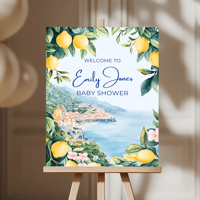 Baby Shower Welcome Sign - Amalfi Coast Lemons Mediterranean BS101