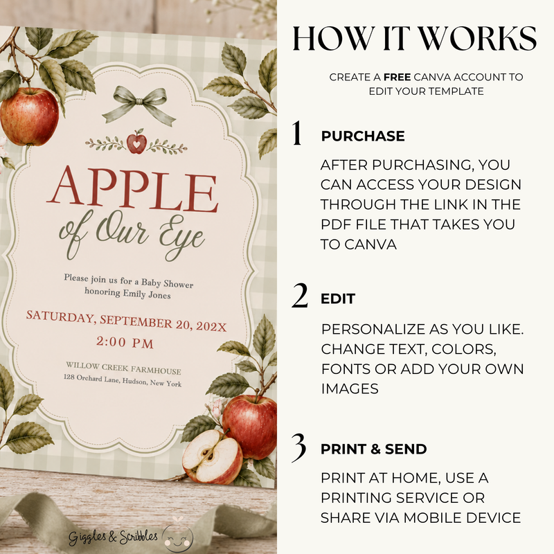 Apple of Our Eye Baby Shower Invitation BS316