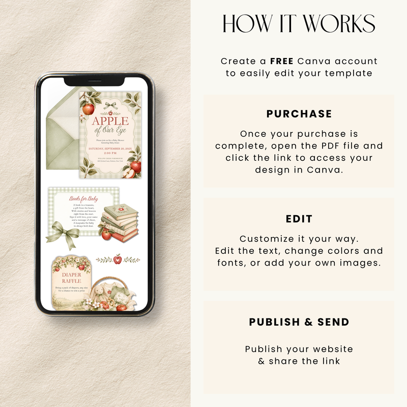 Apple of Our Eye Baby Shower Website Invitation with RSVP Tracker BS316