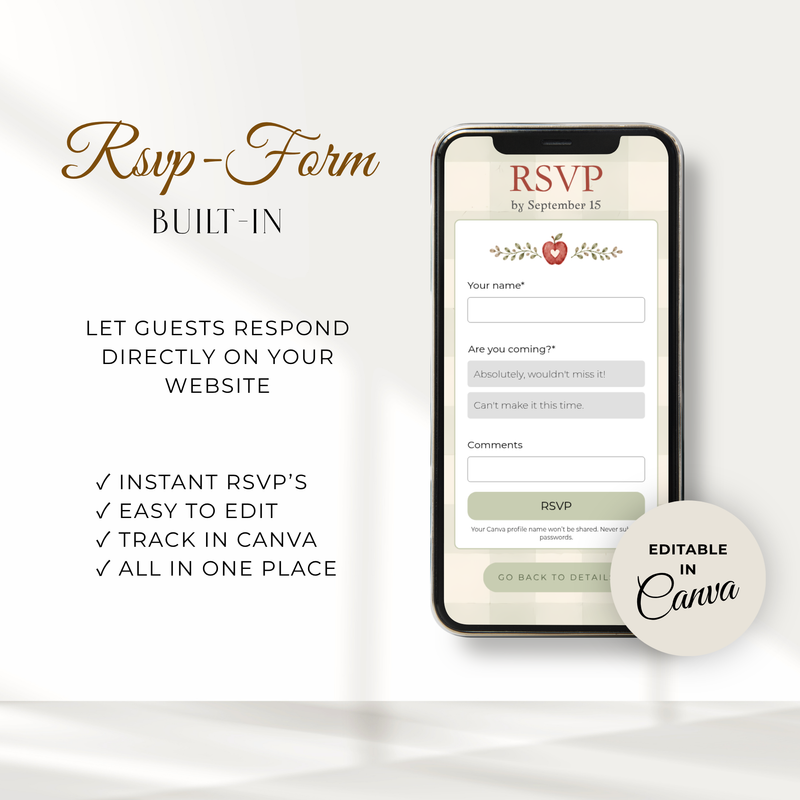 Apple of Our Eye Baby Shower Website Invitation with RSVP Tracker BS316