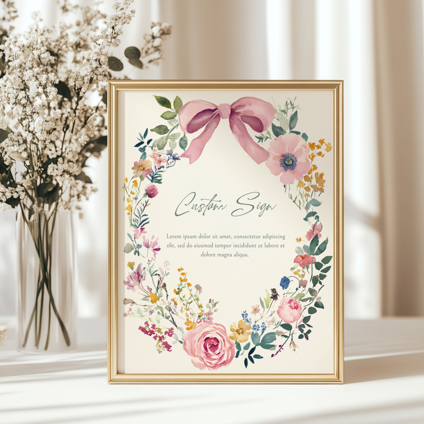 Baby Shower Table Sign Bundle - Vintage Floral Baby In Bloom Beige BS71