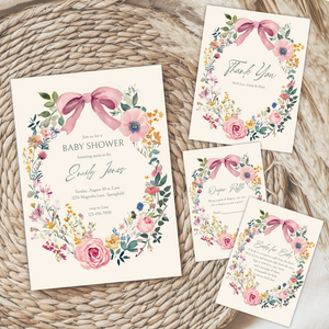 Baby Shower Mega Bundle - Baby In Bloom Vintage Floral with Coquette Bow BS71