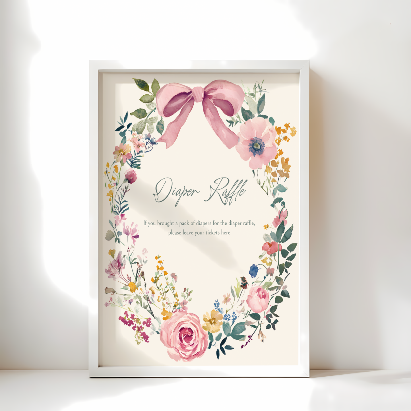 Baby Shower Table Sign Bundle - Vintage Floral Baby In Bloom Beige BS71