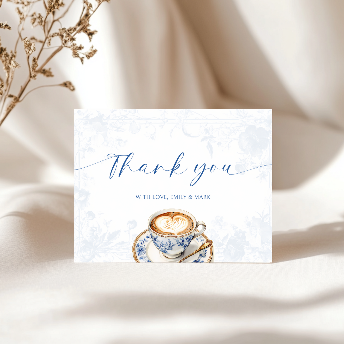 Baby Shower Invitation Bundle - Baby Is Brewing Blue Toile de Jouy BS62