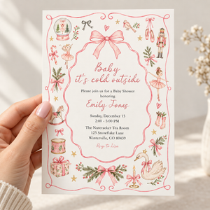 Baby It’s Cold Outside Pink Christmas Baby Shower Invitation BS336