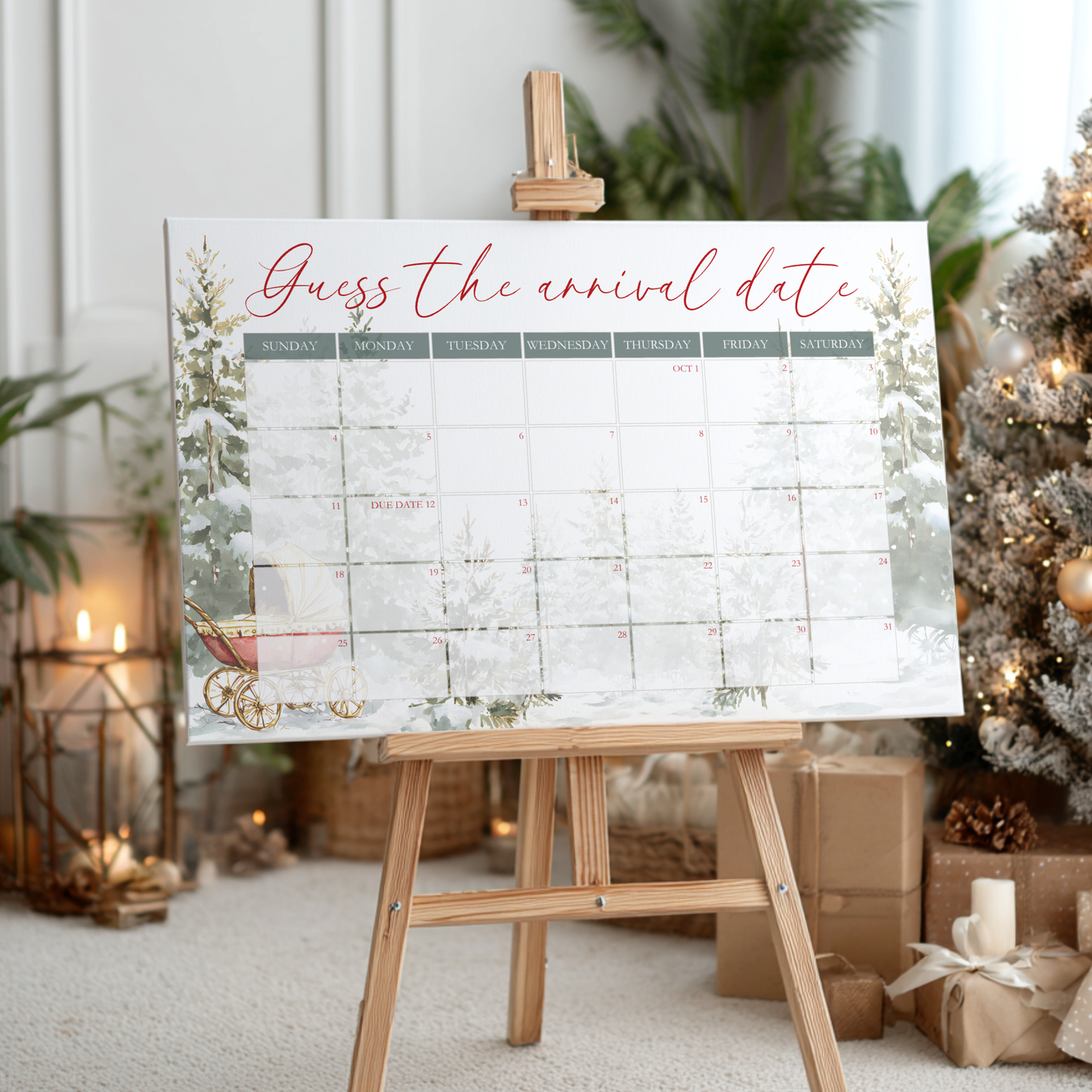 Baby Shower Welcome Sign - Baby It's Cold Outside Guess The Arrival Date Baby Shower Game BS228