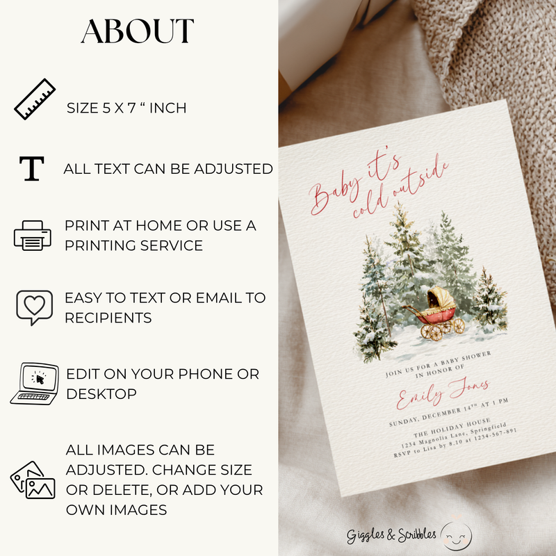 Baby It's Cold Outside Baby Shower Invitation BS228