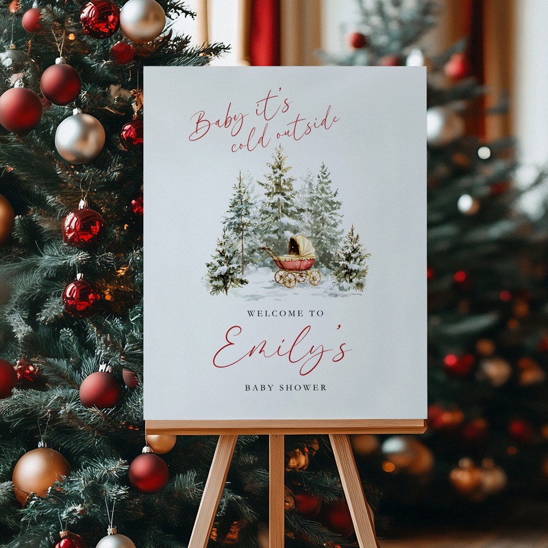 Baby Shower Welcome Sign - Baby It's Cold Outside Winter Wonderland BS228