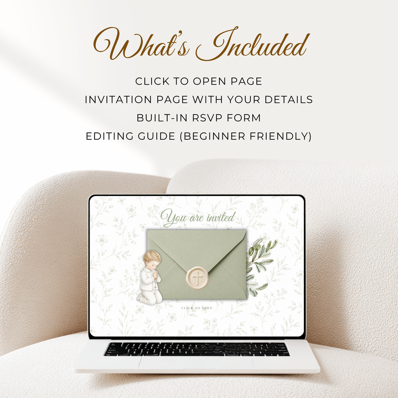 Boy Baptism Website Invitation with RSVP L143