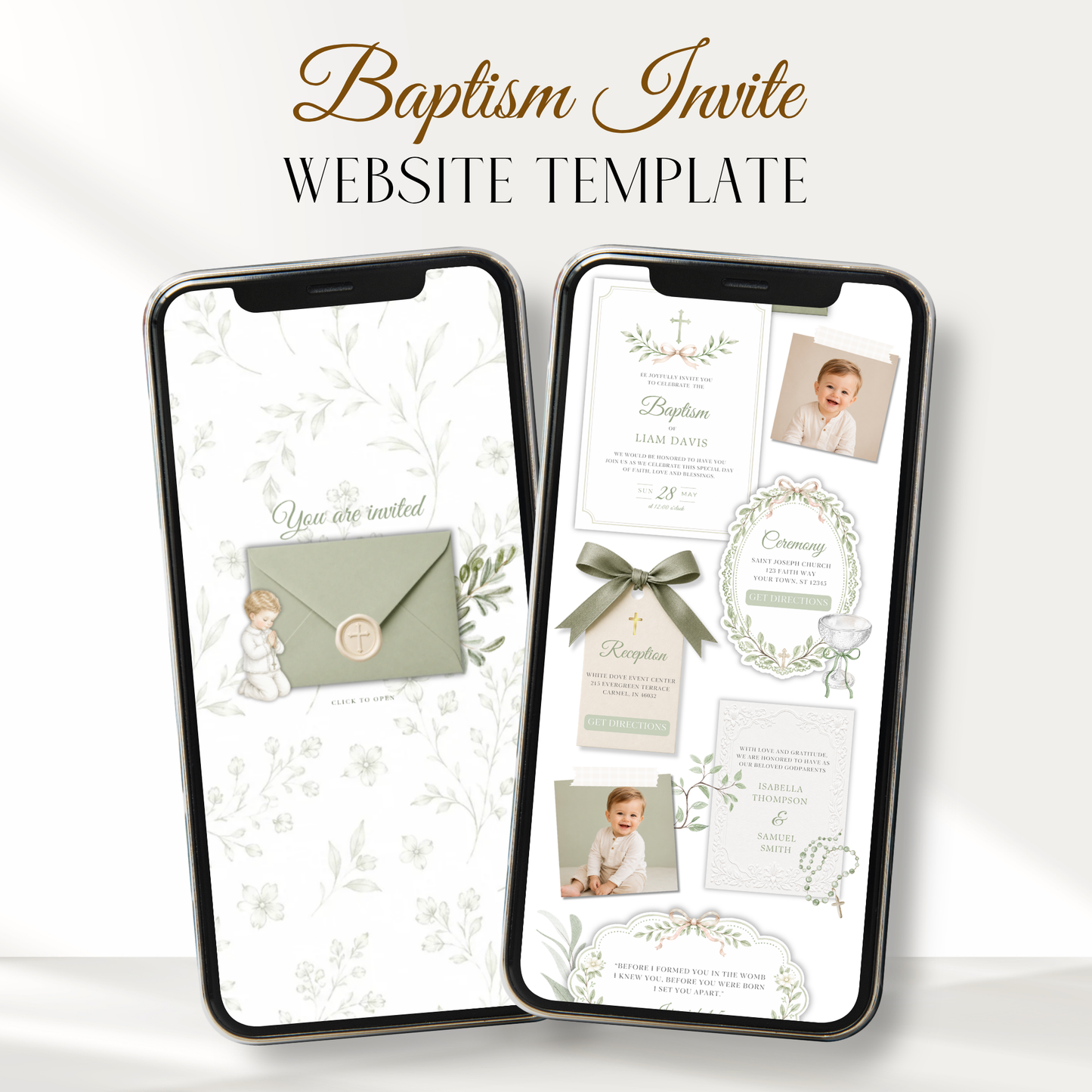 Boy Baptism Website Invitation with RSVP L143