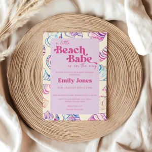 Baby Shower Invitation - A Little Beach Babe Seashell Pastel BS111