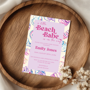Baby Shower Invitation - A Little Beach Babe Seashell Pastel BS111