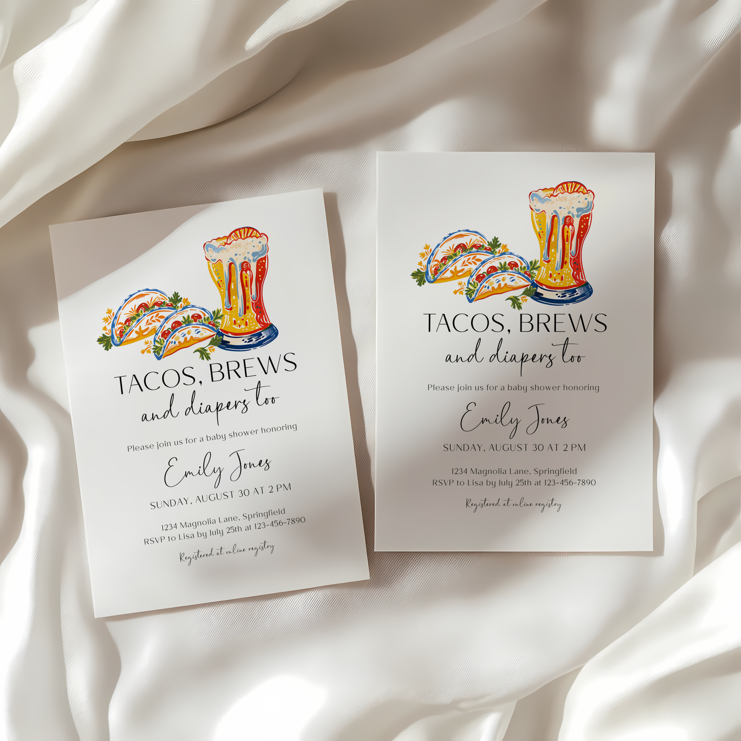 Baby Shower Invitation - Tacos, Brews & Diapers Too BS156