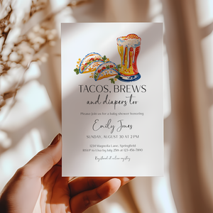 Baby Shower Invitation - Tacos, Brews & Diapers Too BS156