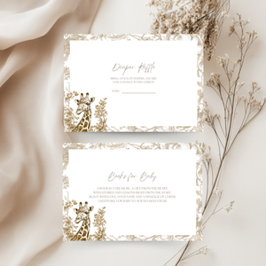 Baby Shower Invitation Bundle - Beige Safari Chinoiserie Giraffe BS15