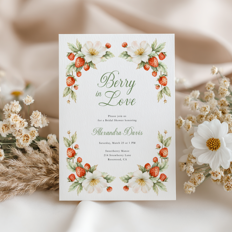 Berry In Love Strawberry Bridal Shower Invitation L113