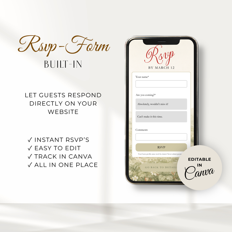 Berry In Love Bridal Shower Website Invitation with RSVP L114