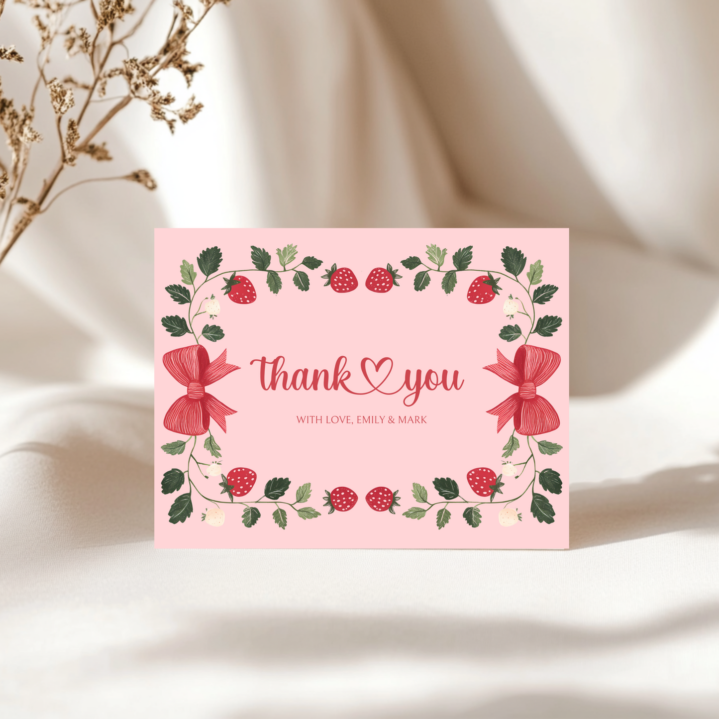 Baby Shower Invitation Bundle - Pink Strawberry Berry Sweet Vintage Floral BS63