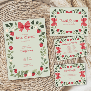 Baby Shower Mega Bundle - Green Strawberry Berry Sweet Vintage Floral BS63