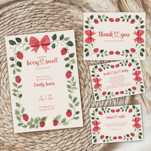Baby Shower Mega Bundle - Beige Strawberry Berry Sweet Vintage Floral BS63