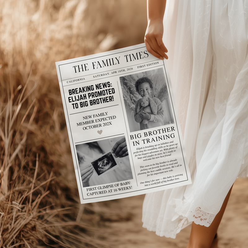 Big Brother Pregnancy Announcement Newspaper Template NP5