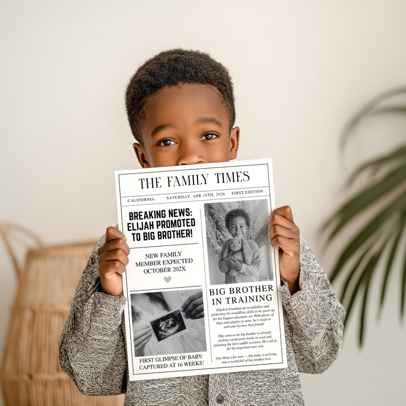 Big Brother Pregnancy Announcement Newspaper Template NP5