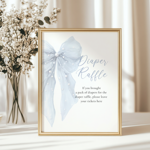 Baby Shower Table Sign Bundle - Blue Bows with Pearls BS164