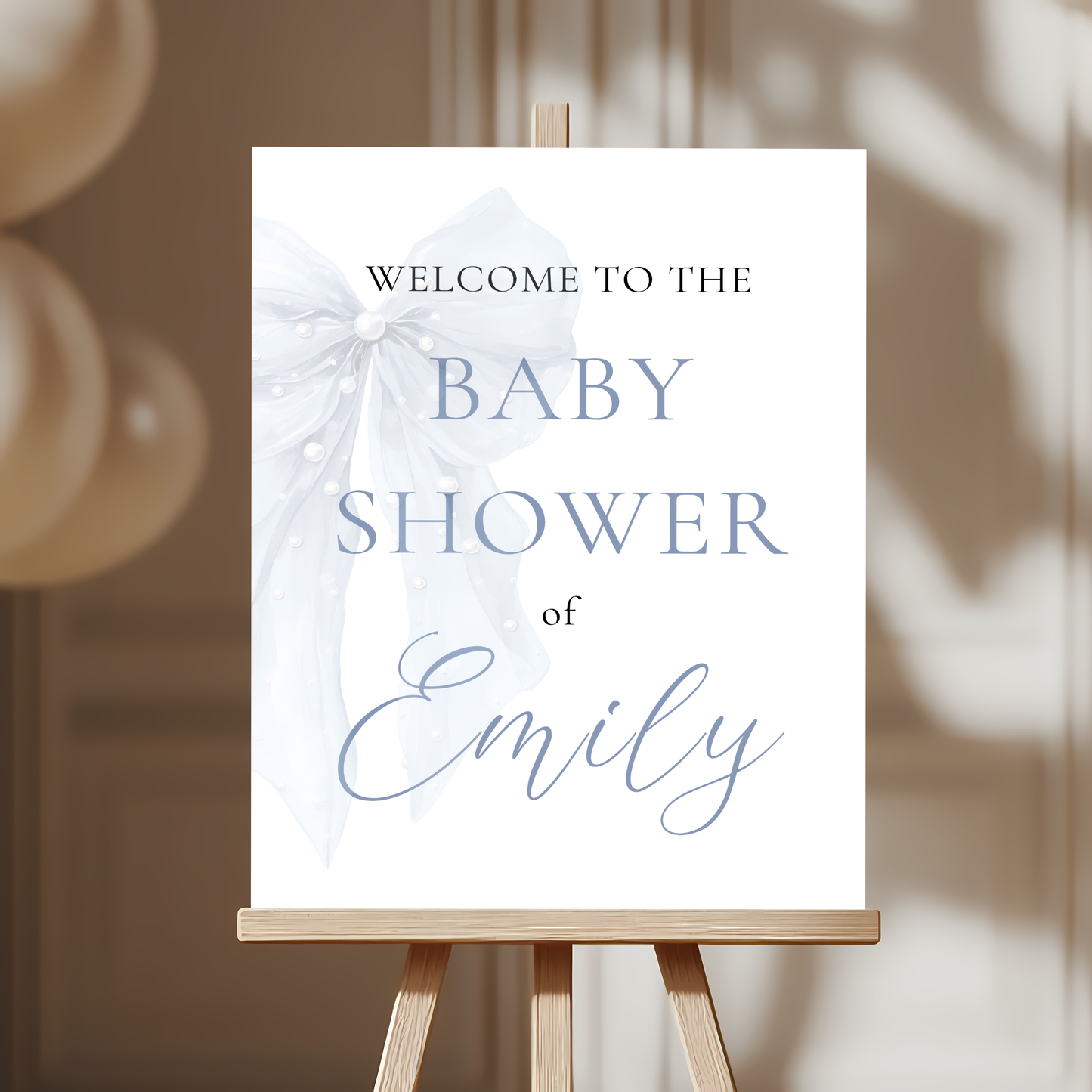 Baby Shower Welcome Sign - Blue Coquette Bow BS164
