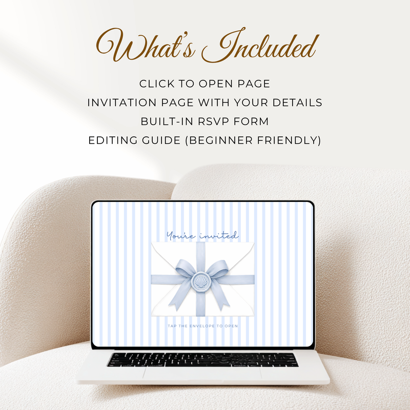 Blue Coastal Birthday Invitation Website with RSVP L133