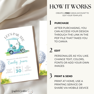 Baby Shower Invitation - A Little Putter Is On The Way Blue Golf Let's Par-Tee BS165