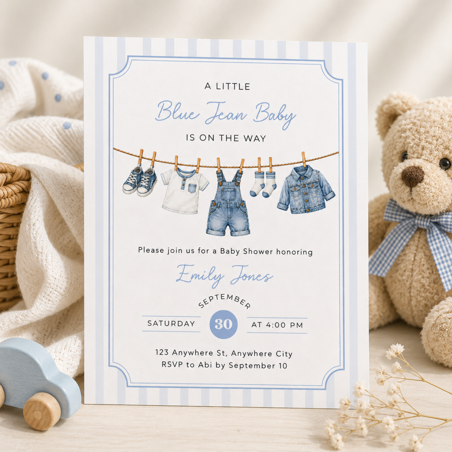 Blue Jean Baby Shower Invitation BS311