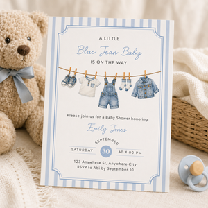 Blue Jean Baby Shower Invitation BS311