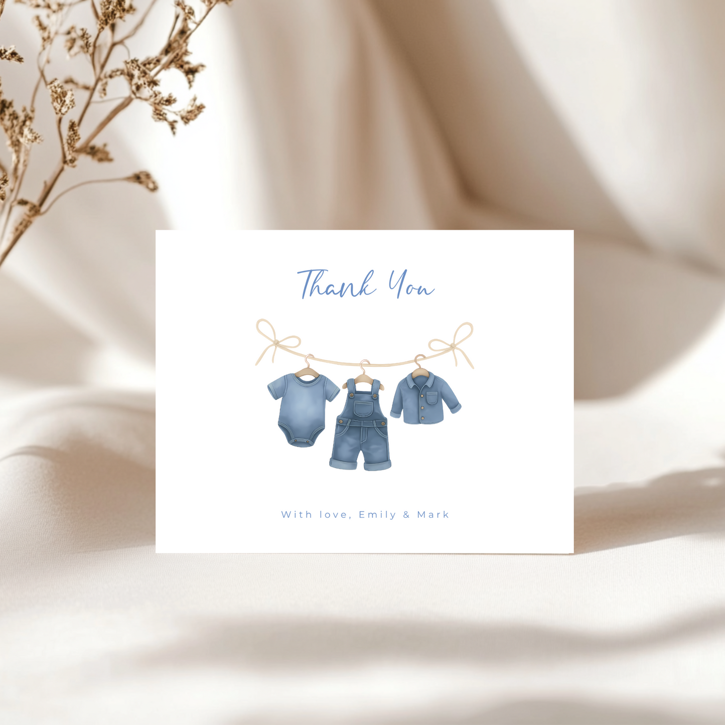Baby Shower Invitation Bundle - Blue Jean Baby Denim Clothesline BS194