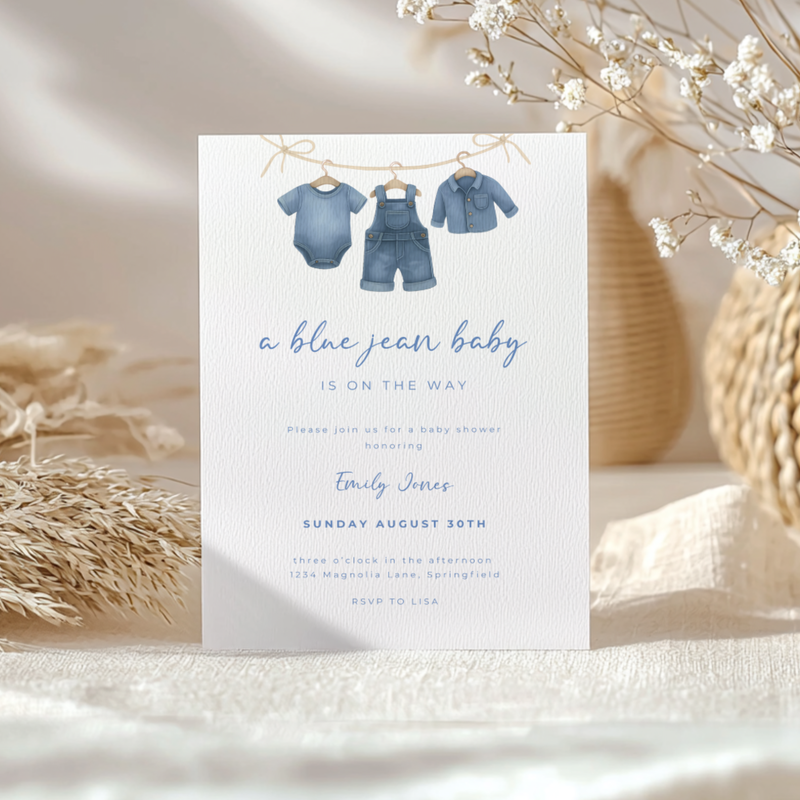 Baby Shower Invitation - A Blue Jean Baby Is On The Way BS194