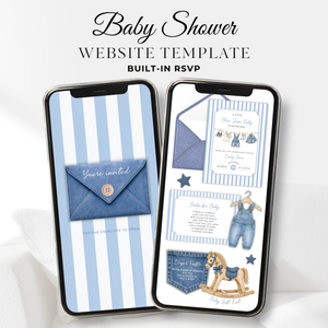 Blue Jean Baby Shower Website Invitation with RSVP BS311